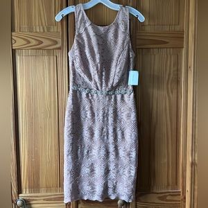 MBLUSH LACE DRESS WITH BEADED WAIST